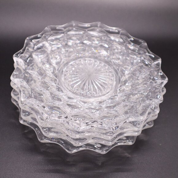 Fostoria American 6'' Bread Dessert Plate Cubist design set of 4 vtg - Picture 1 of 3